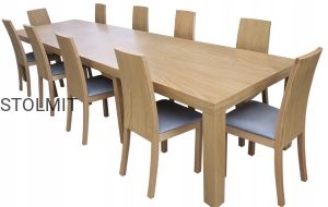 Dębowy stół 8 nóg + 10 krzeseł duże wymiary