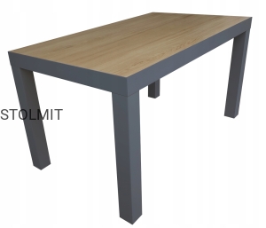 Stół industrialny szary 140x80+40 blat dąb natural