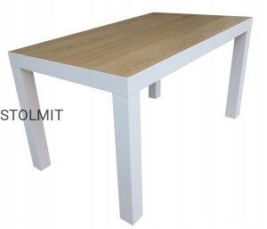 Stół biały mat 120x80+2x50 do 220 blat naturalny