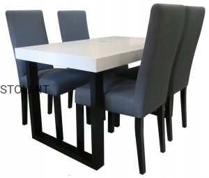 Industrialny stół LOFT blat biały połysk 4 krzesła