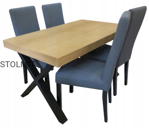 Industrialny stół blat dąb 4 krzesła loft wymiary