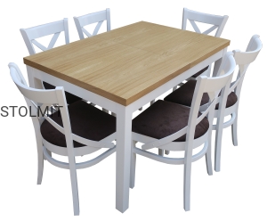 Prowansalski rozkładany stół + 6 wygodnych krzeseł