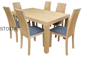 Elegancki stół cały dębowy rozkładany + 6 krzeseł