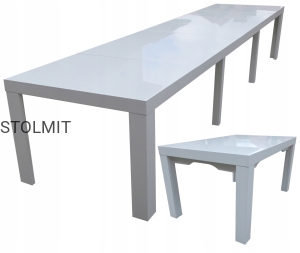 Stół biały połysk 8 nóg duże wymiary 120x80+4x50