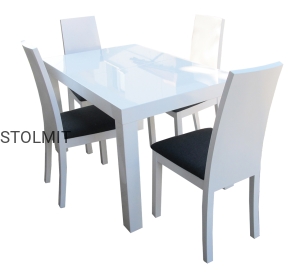 Stół biały połysk 120x80 +40 ELEGANCKI klasyczny