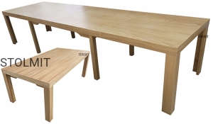 Stół dąb naturalny 8nóg 160x90 +5x50 do 410 wymiar
