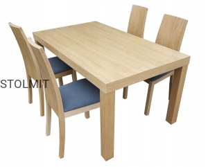 Stół dąb 120x80+2x50 rozkładany + 4 krzesła dąb