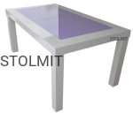 Stół połysk biały ze szkłem w ramce - wymiary