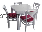 Rozkładany kwadratowy stół biały połysk + 4 krzesła x