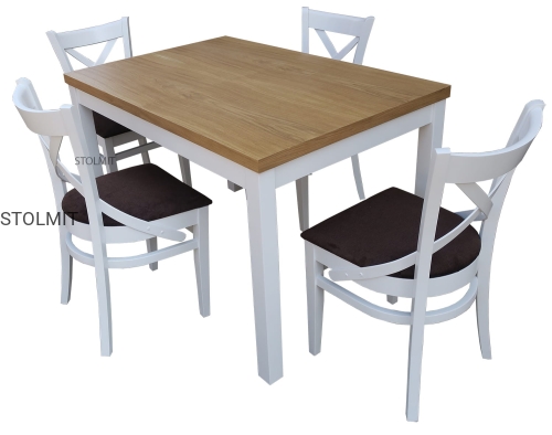 prowansalki stół blat dą naturalny 4 wygodne białe krzesła stolmit.jpg
